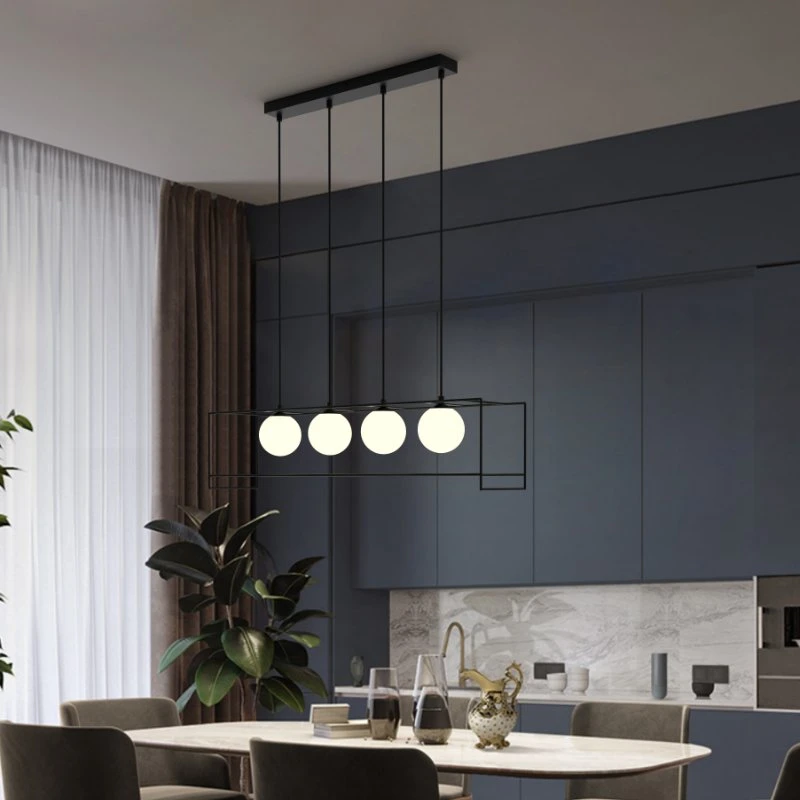 2023 Hot Sales Modern Design Dining Table Chandelier Metal Glass Pendant Lamp