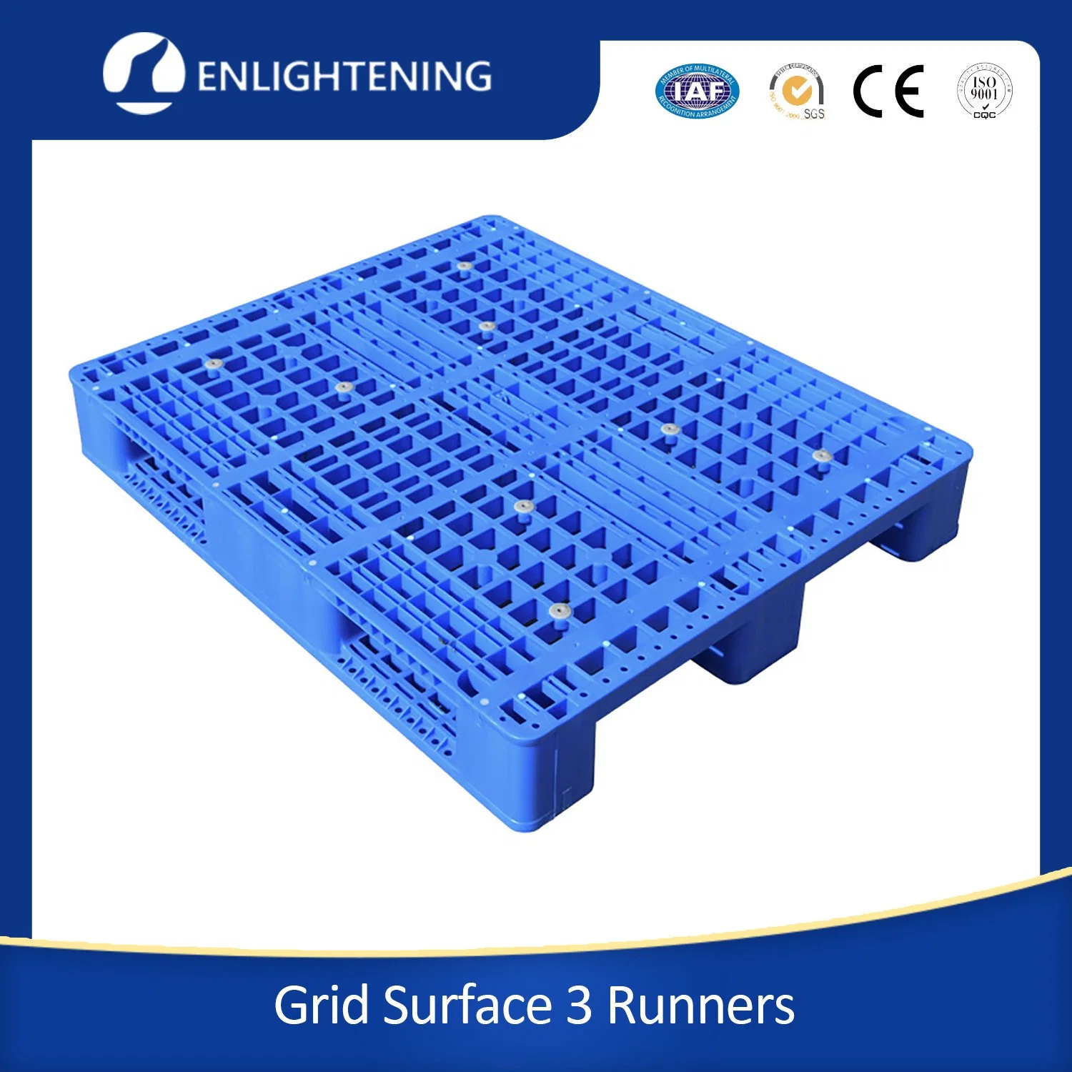 1200X1000X150mm Heavy Duty One Side with Grid Surface Stacking Plastic Pallet for Transportation