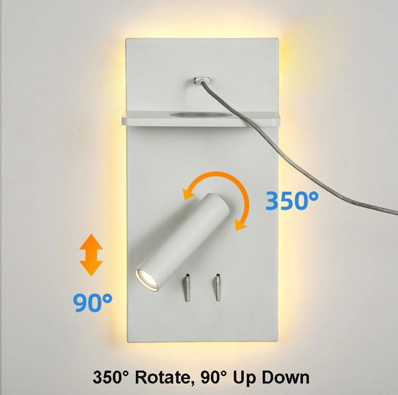 precio de fábrica nuevo tipo de carga USB cargador inalámbrico Dormitorio 6W, Apliques de LED ajustable