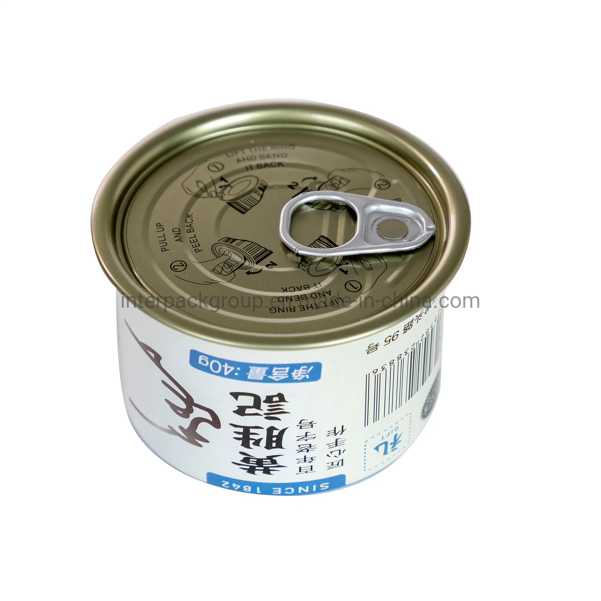 Customize Print Sardine Fish Can Empty Round Tuna Tin Cans Aluminum Tea Food Can with Easy Open Lids