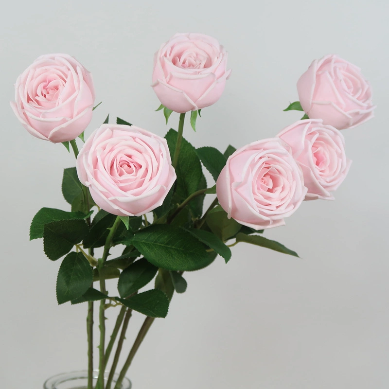 La parte inferior de plástico barato el precio de la flor rosa de seda artificial