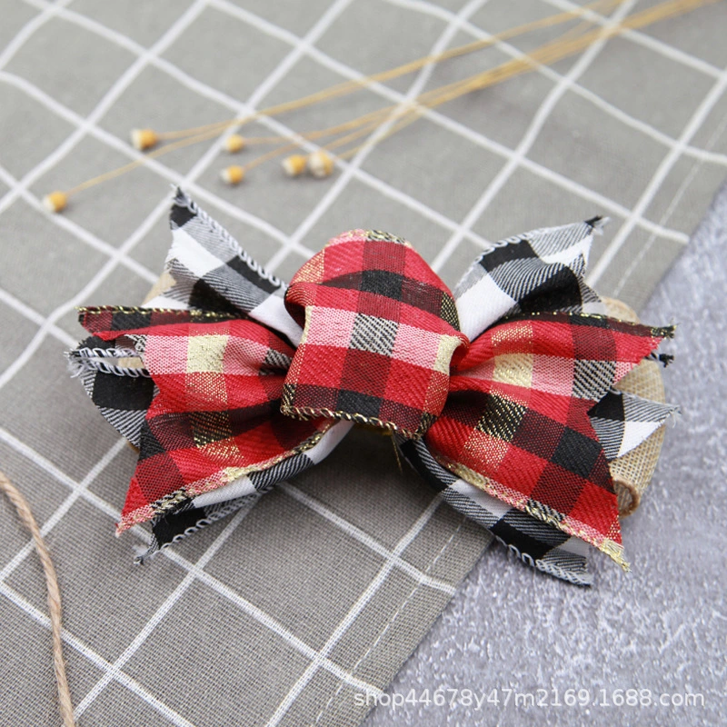 Christmas Buffalo Plaid Bow Flax Checkered Ribbon Bow