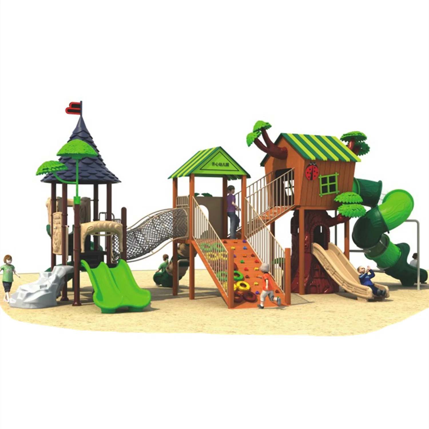 New Scenic Children Outdoor Playground Equipment Park Large Slide Climbing