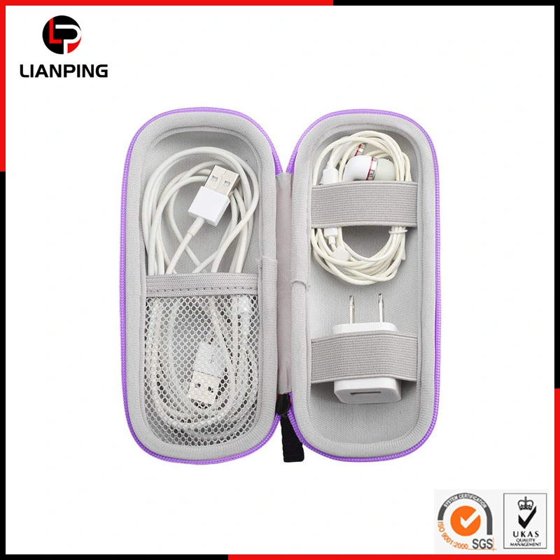 Portable Customized Shockproof EVA Earphone Case with Mesh Pocket