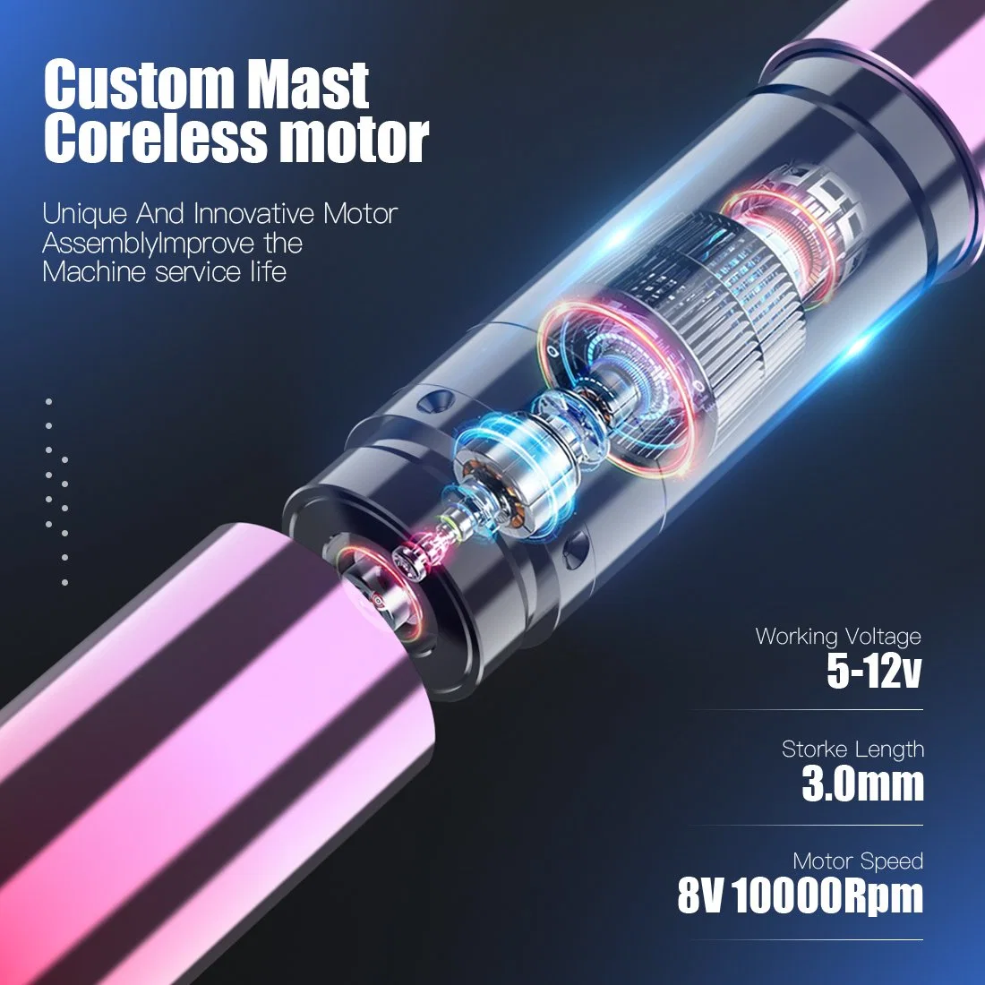 Mast Y22 Tattoo Pen Wireless Permanent Body Augenbraue Pink Gradient