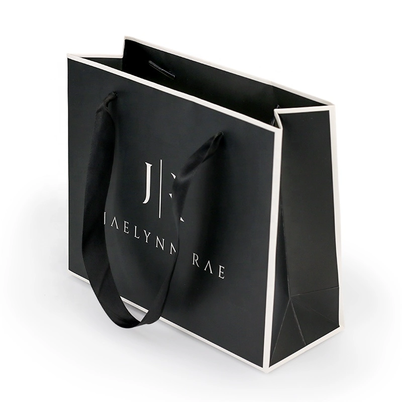 Guangzhou High quality/High cost performance  Custom Print Matt Black Color Paper Gift Bag with Rope Handle