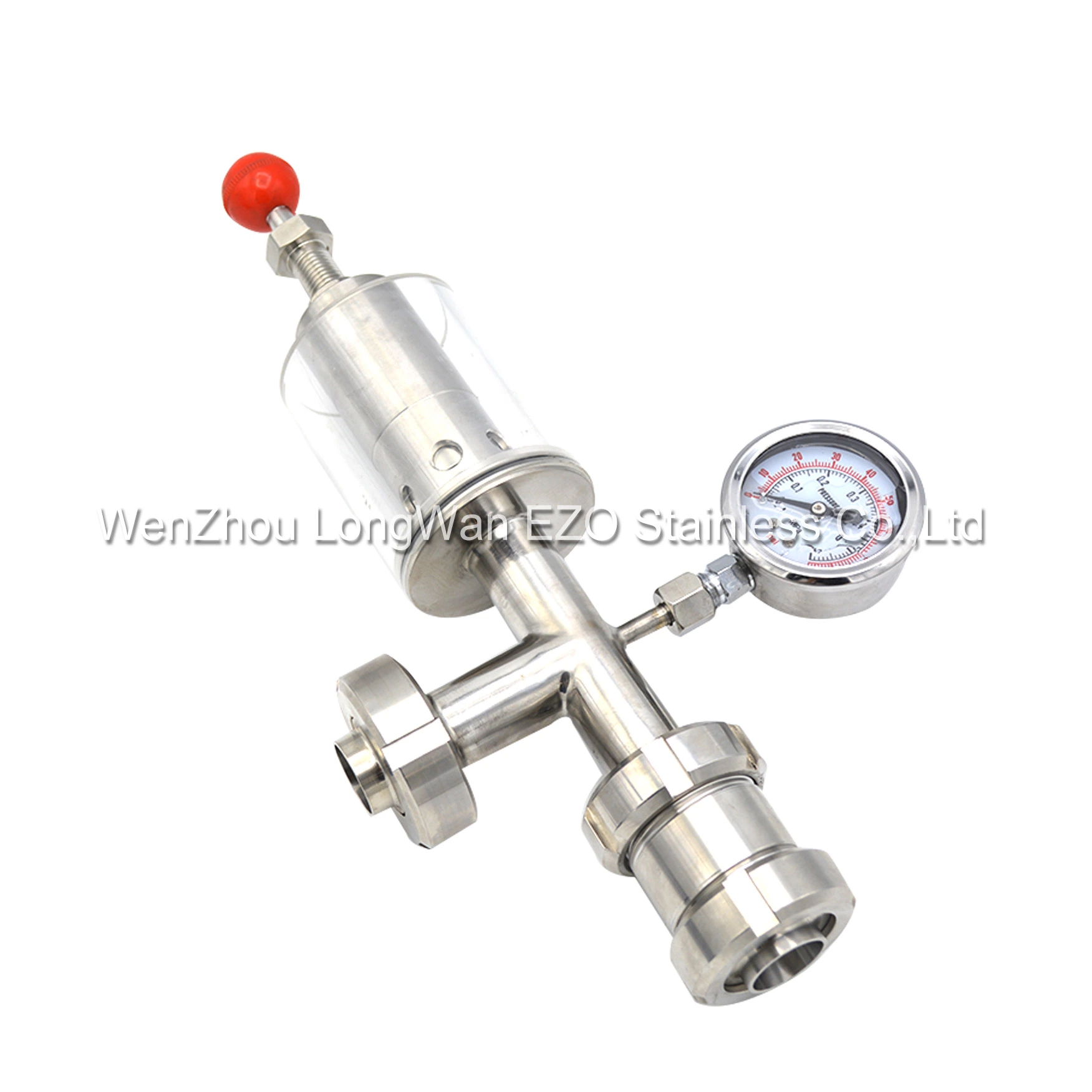 Stainless Steel Sanitary Pressure Valve with Pressure Gauge