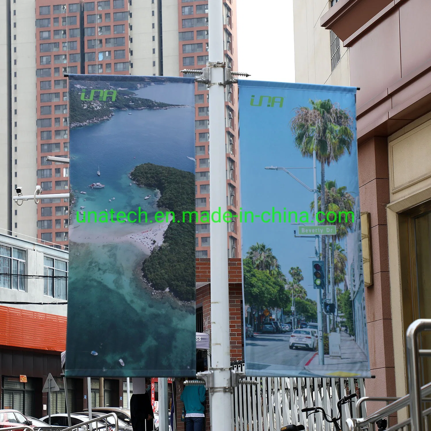 Metal Street Pole Banner soportes Publicidad imagen Media Bandera Stand