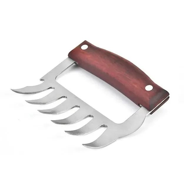 Stainless Steel Wooden Handle Meat Claws 18/8 Metal Claw Meat, Meat Fork