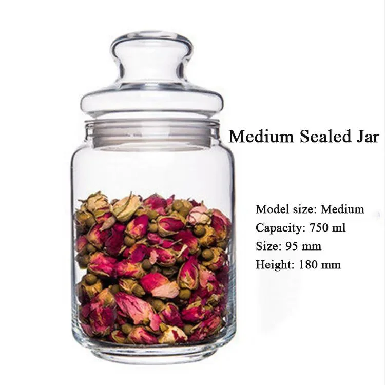 Whole Sale Round Glass Food Scented Tea Storage Jar with Lid