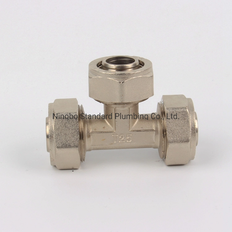 Brass Compression Female Tee Fittings for Pex-Al-Pex Pipes