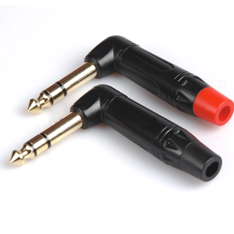 Right Angle Microphone Connector 1/4" Stereo 6.35mm Plug for Speaker (X-160)