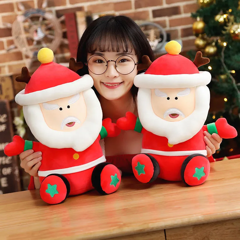 Custom OEM Santa Claus Cartoon Decoration Toy Action Fine Christmas Bedtime Plush Toys