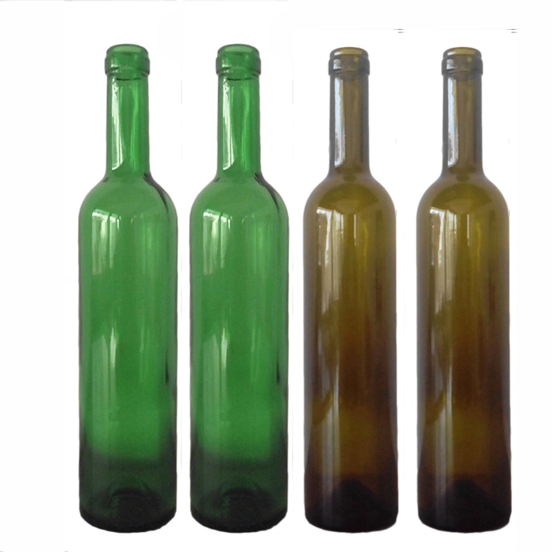 Certificación SGS estándar de color verde esmeralda500ml de vino tinto la botella de cristal
