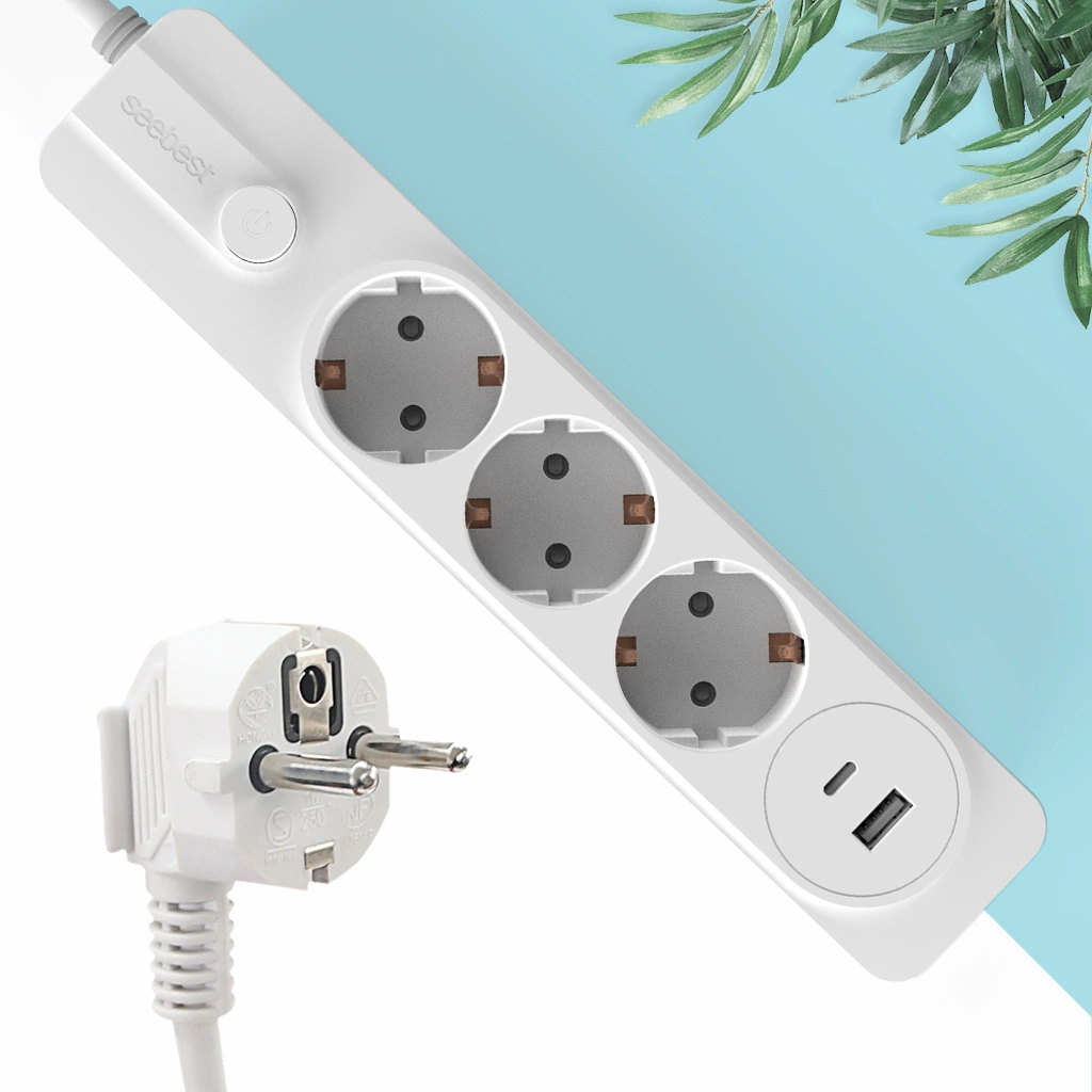 2 USB Extension Socket 3 Way Power Strip with USB Charger