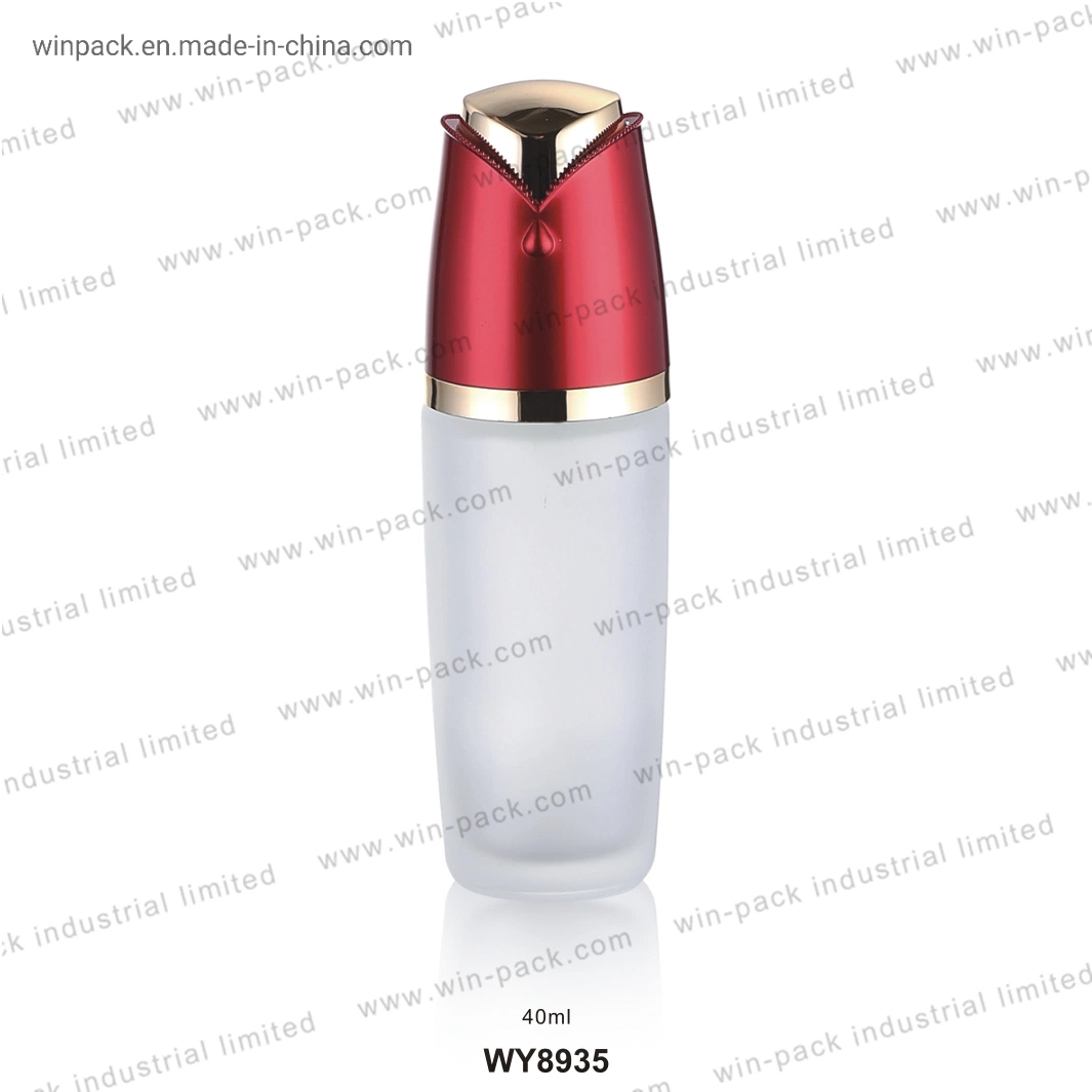 Winpack Factory Supply Frosted Round Glass Pump Cosmetic Bottle Packing