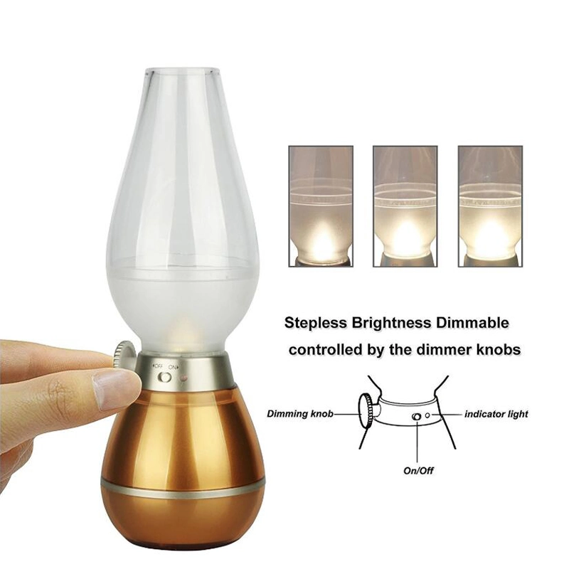 Factory Direct Sale Blow Control USB Rechargeable Dimmable Retro Kerosene Light Night Lamp