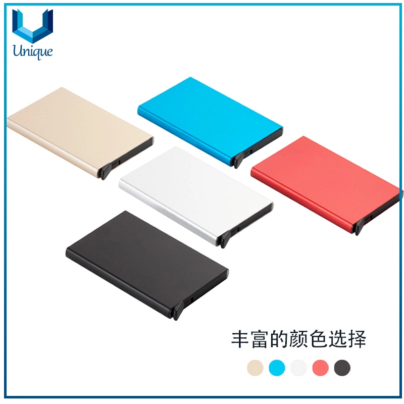 Available Stock Mobile Pop-up Card Cover Aluminum Alloy RFID Anti Theft Brushed Credit Card Cover, Custom Logo Metal Card Sleeve Wallet