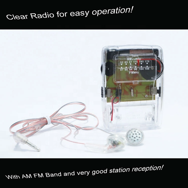 Real High Wave Transparent Mini Portable Raido with Earphone and Clip Am and FM Raido for Prisoners