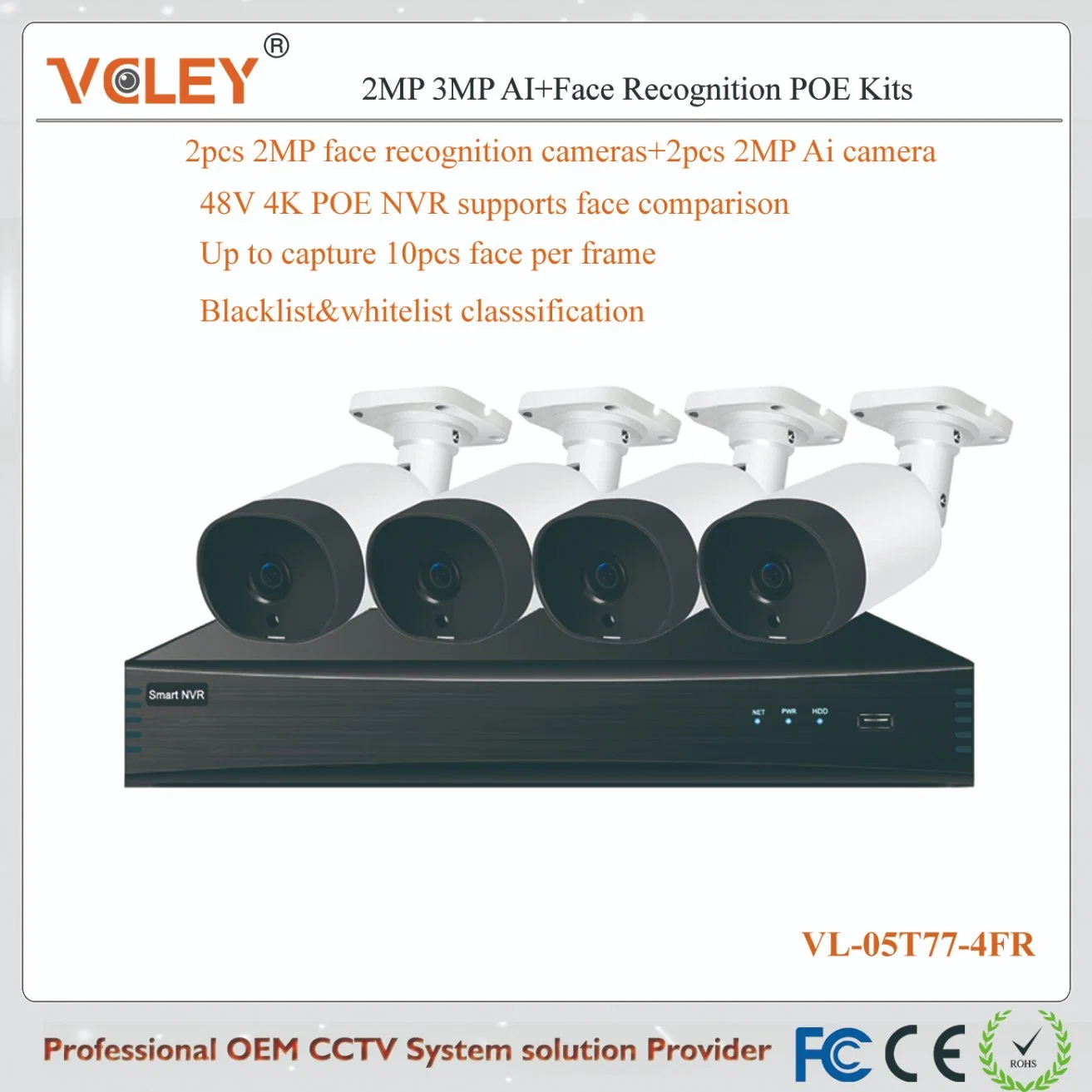 Best Quality CCTV Kit 4 Camera 2MP 5MP 8CH WiFi CCTV Camera Wireless NVR Kit