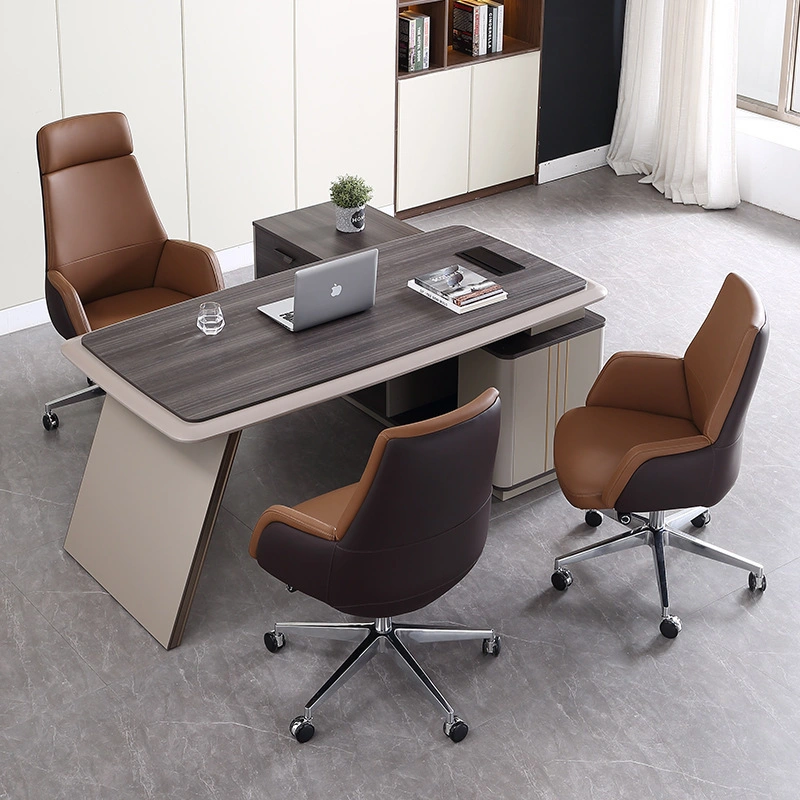 Chaise de bureau pivotante en cuir véritable exécutif ergonomique à dossier haut moderne