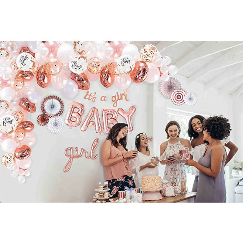 Rose Gold Baby Dusche Banner Dekoration Set Es ist ein Mädchen Partyzubehör