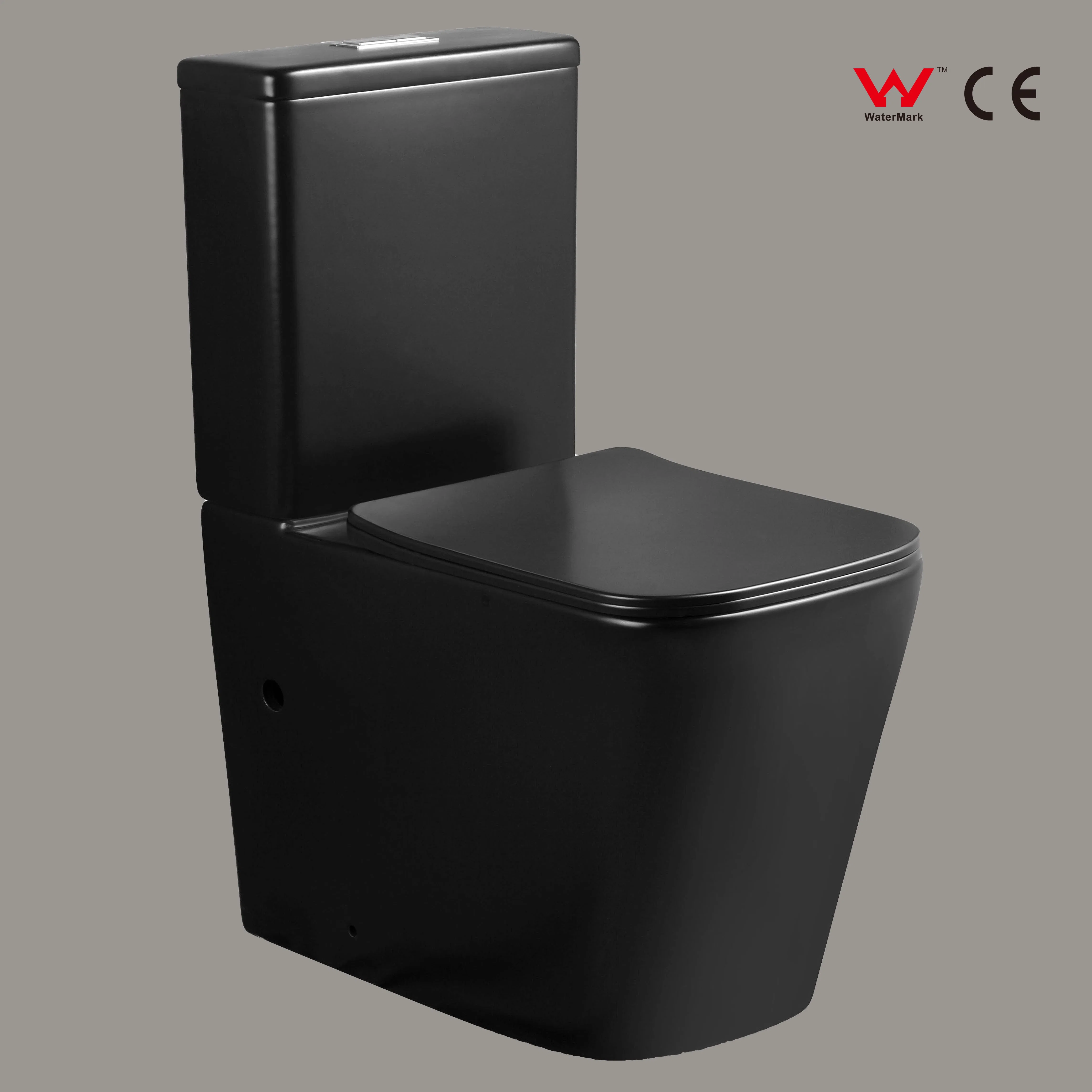 CE Watermark Two Piece Closestool Rimless Siphonic Matte Black Wc Bowl Toilet