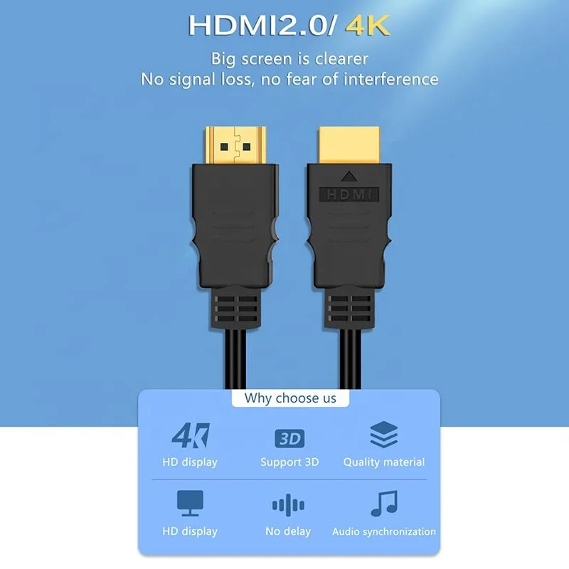 Câble HDMI 2.0 vertical droit à 270 degrés, prend en charge la vidéo 3D 4K 18 g.