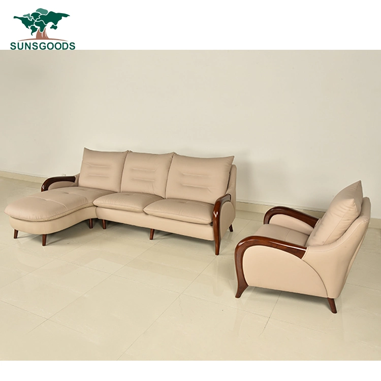 2020 Modern Style Corner Wood Frame Genuine Leather Sofa Furniture Set