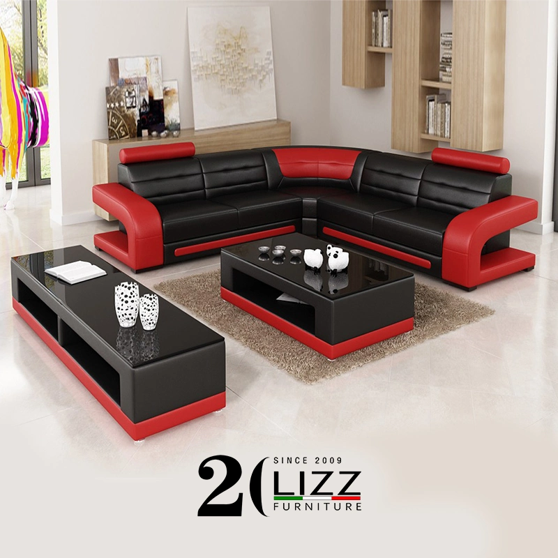 Modern Hotel Office Commercial Furniture L Shape Corner Sofa with Coffee Table and TV Stand