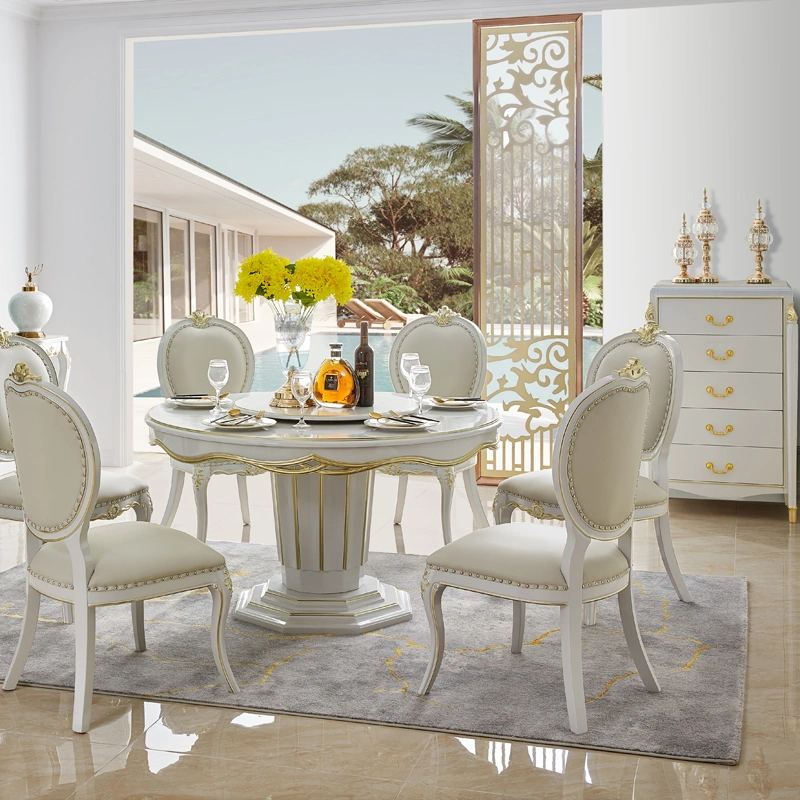 Mobiliário de sala de jantar com mesa de jantar rotativo de madeira em cores Sideboard Mobiliário Opcional