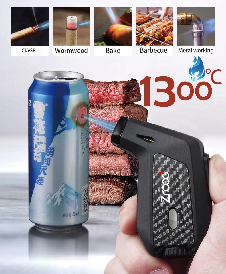 Cigar Lighter Jet Flame Butane with Punch and Safety Lock Fireplace