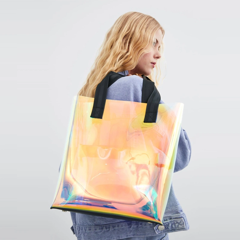 Female Bag Rainbow Color One-Shoulder Portable Shopping Bag Mother and Child Bag Tote Bag Laser Bag