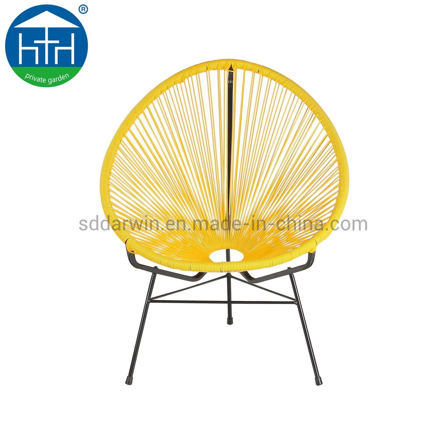 Patio de Rattan Poly metal moderno de forma de huevo Luna conjunto Asiento silla Acapulco