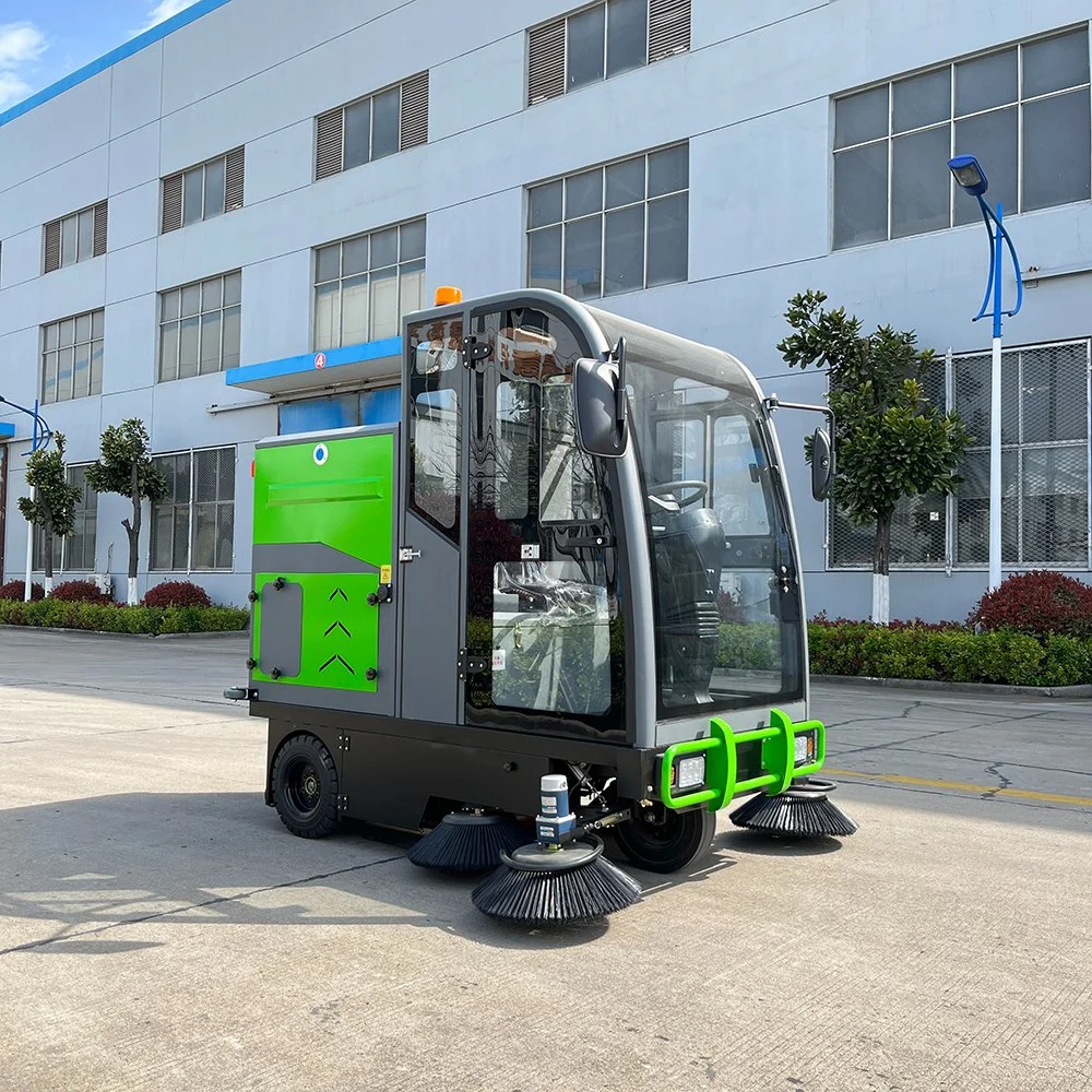 4 rueda pura eléctrica cerrada carretera / calle Sweeper de 48V 1500W bomba eléctrica, 10m manguera