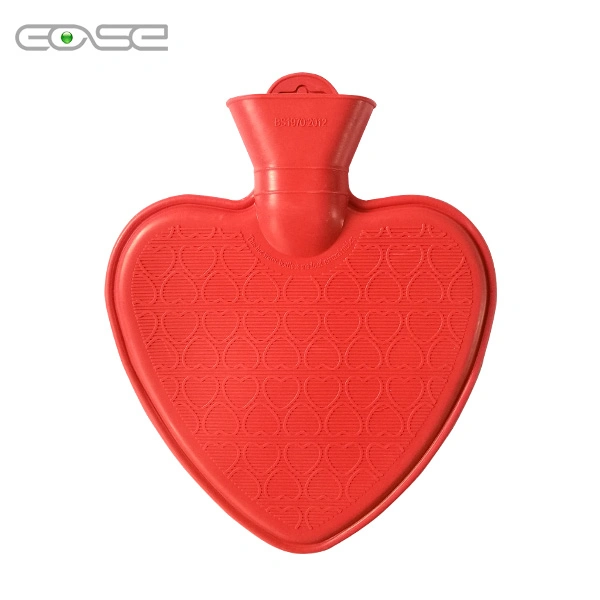 BS Standard Heart Shape Hot Water Bag Warming Rubber Long Hot Water Bottle