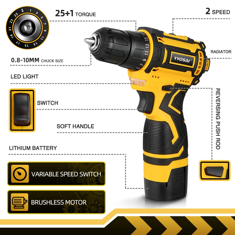 Ready Stock Premium Vvosai 20V Battery Rechargeable Drill