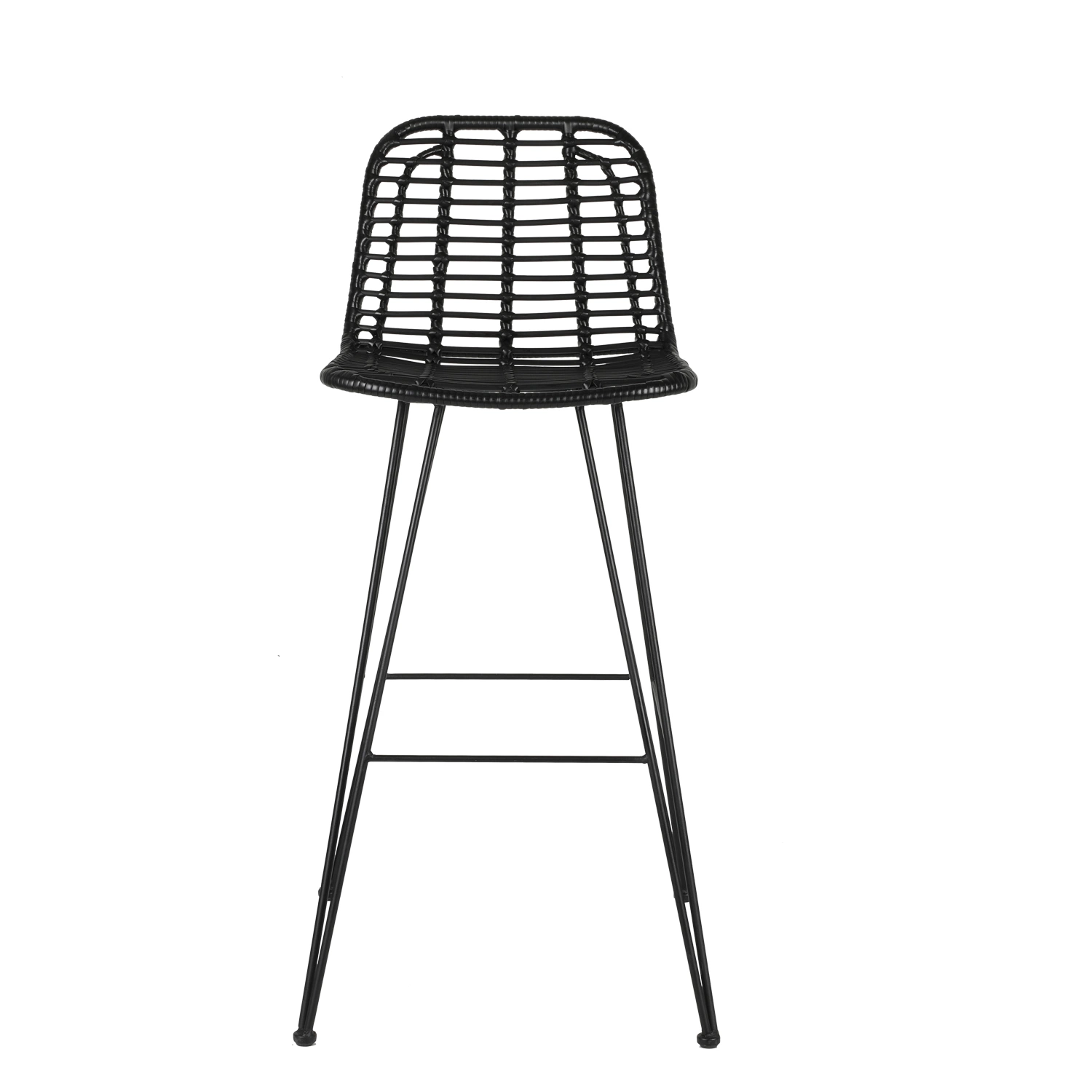 Moderne Langlebige Metall Bar Hocker High Bar Rattan Wicker Bistro Stuhl für Bar