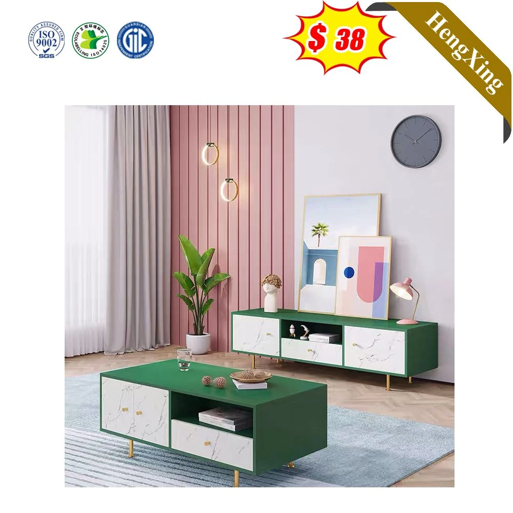 Buena calidad de la melamina muebles de madera verde soportes de TV mesa lateral