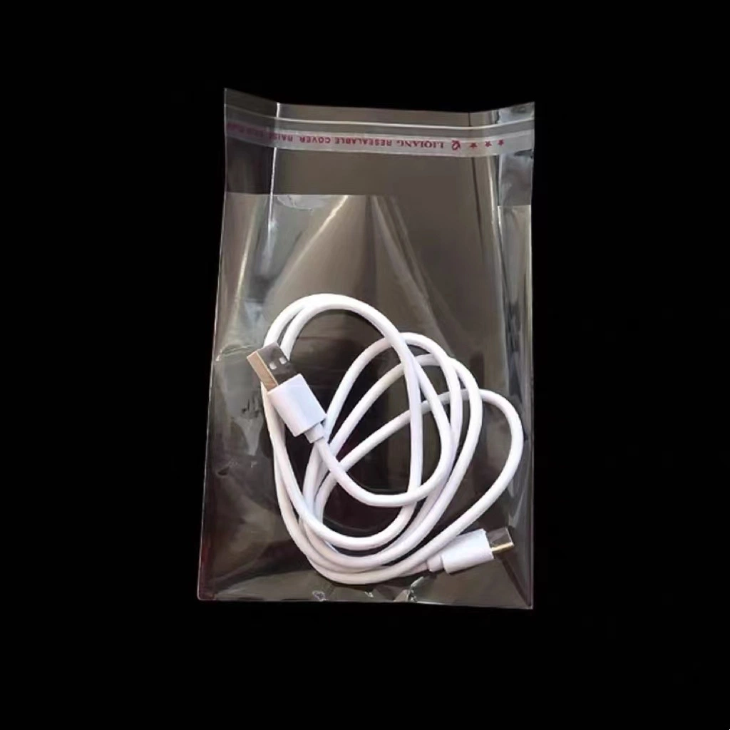 Custom Resealable Transparent Self Adhesive OPP Cellophane Seal Plastic Clear Gift Phone USB Cable Packaging Bag
