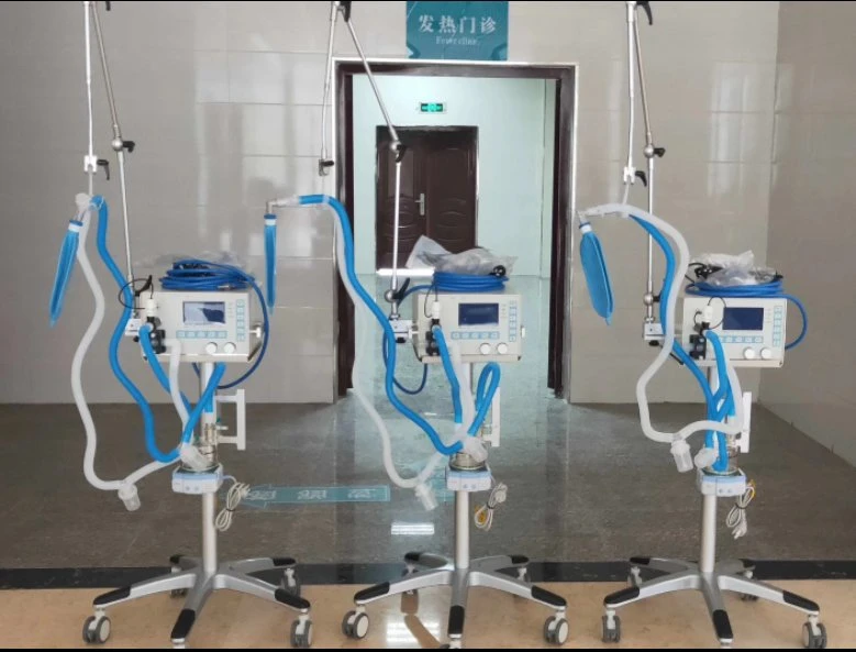 Emergency Portable ICU Invasive Ventilator Hospital Breathing Trolley Machine with Built-in Air Compressor (YJ-V300B)