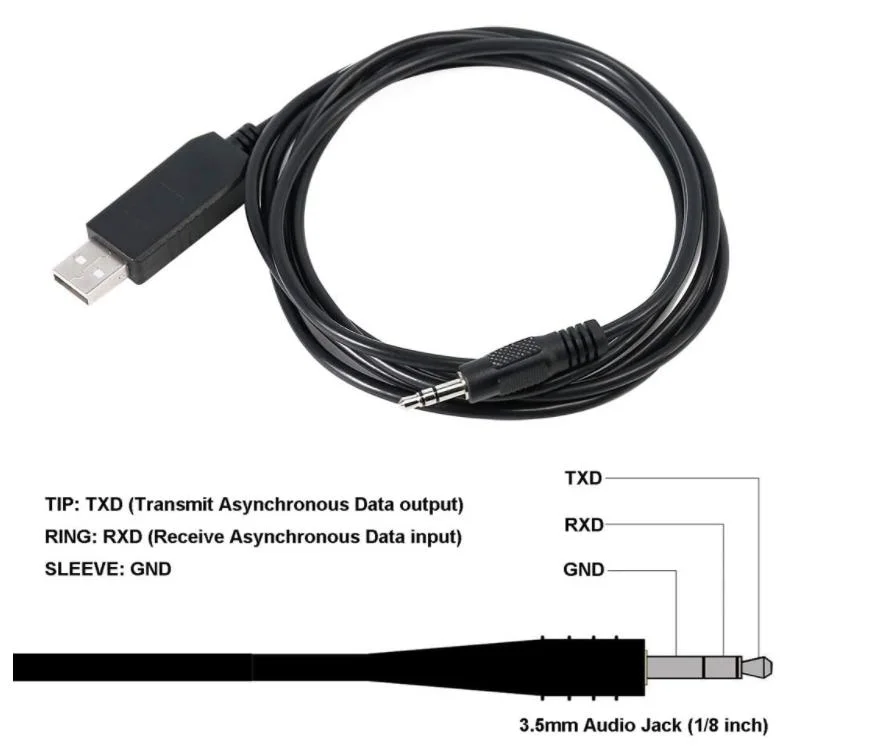 USB to Uart Cable Supports +3.3V Uart Signals 3.5mm Audio Jack