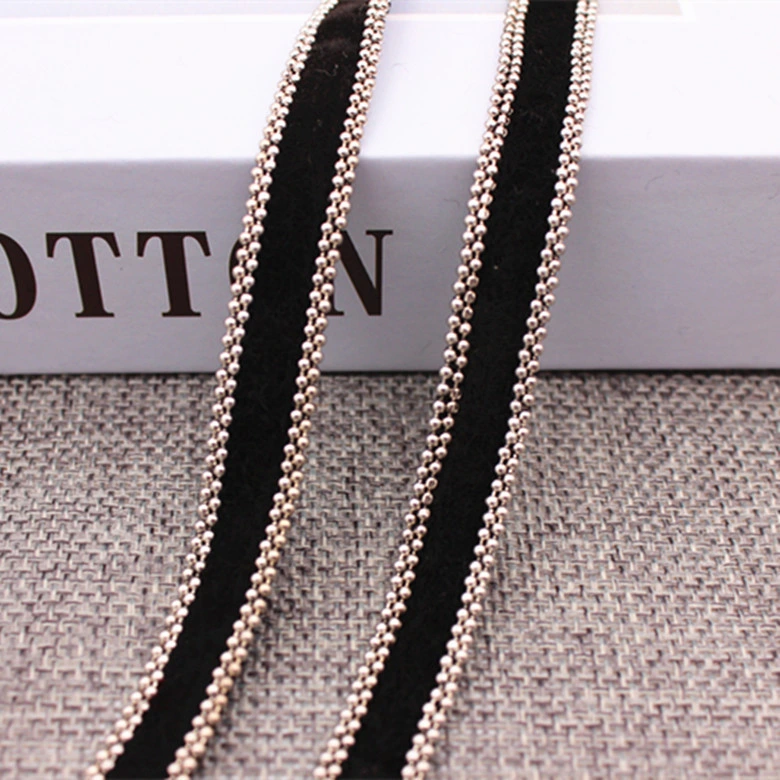 12mm Metal Bronze Black Braid Beaded Ball Chain Trim Mesh Lace Ribbon Tape Applique Sewing