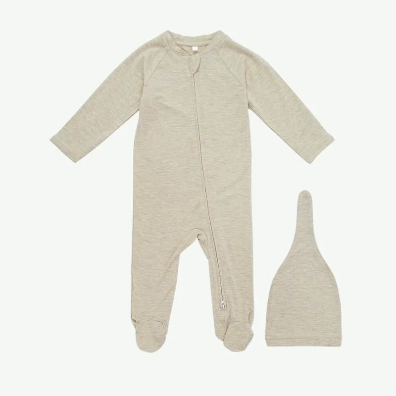 Vestuário de bambu orgânico Eco Friendly Rompesr Sustainable Zip Sleepsuit Baby Roupas