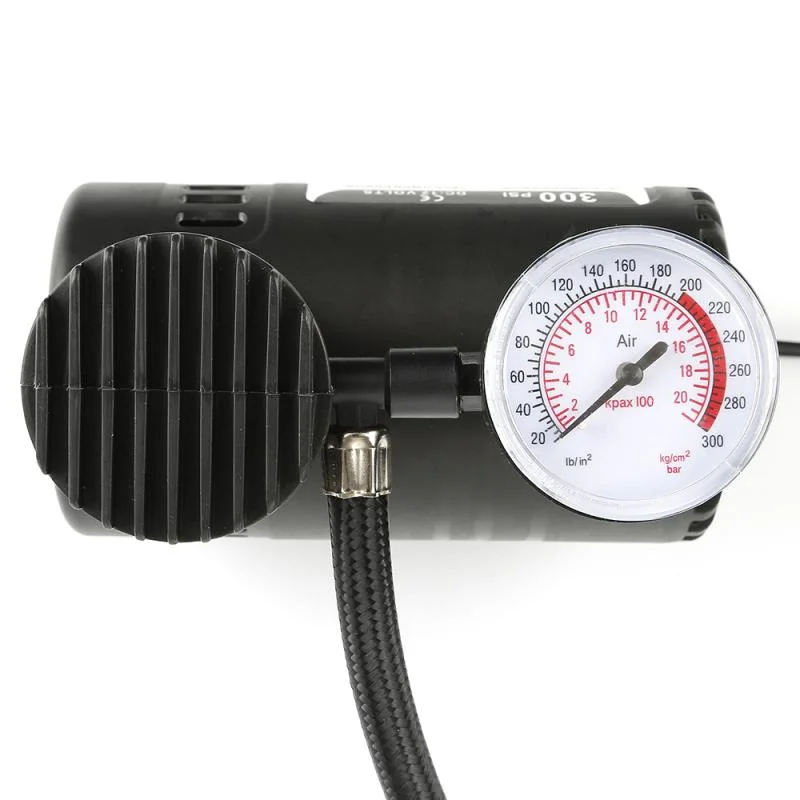 Insuflador do pneu do compressor de ar automático para automóvel, mini resistente, 12 V CC Ferramenta Black ABS 300 psi Universal Portátil Car Accessories Reparação Ferramenta