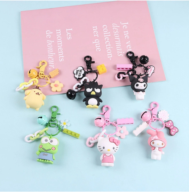 Cute Anime Kuromi Melody Hello Kitty Sanrio Llaveros Key Holder Cartoon Keychain Kawaii Big Eared Dog Frog Pudding Dog Penguin Women Bag Pendant Key Chain