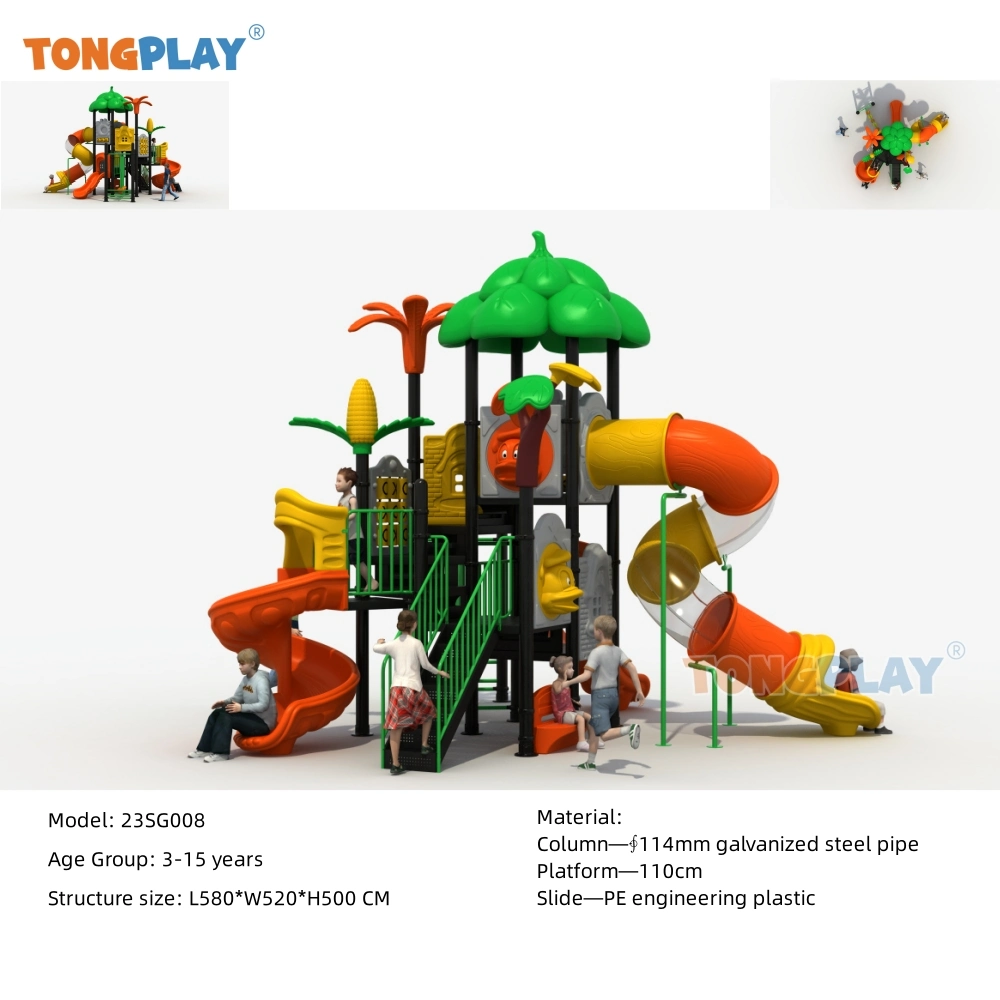 Fruit Series Slide Colorful Outdoor Playground Kids Amusement Plastic Equipment