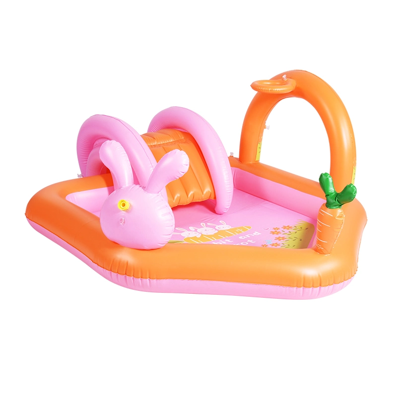 Centre de jeu pour enfants sur le thème du lapin avec toboggan aquatique et piscine gonflable personnalisée