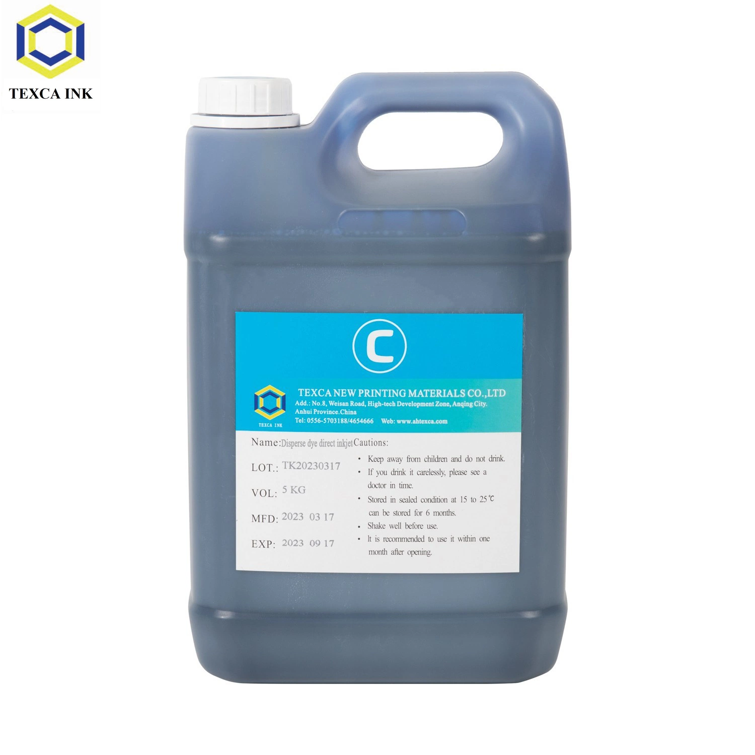 Disperse Direct Inkjet Dye Sublimation Ink Texca 1kg 5kg Cyan Bottle Digital Ink