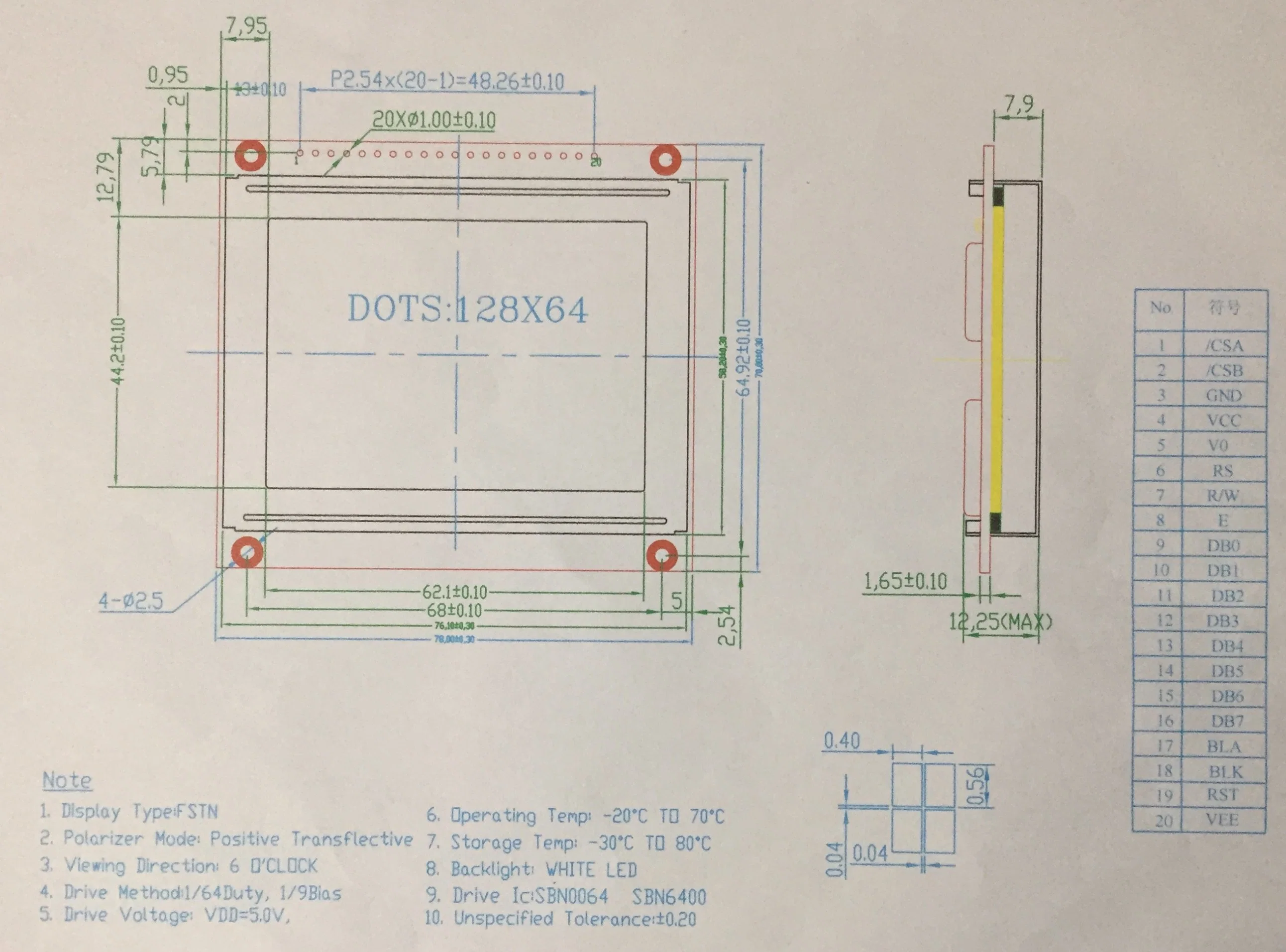 Custom COB Module Monochrome DOT Matrix LCD Module with PCB and Backlight